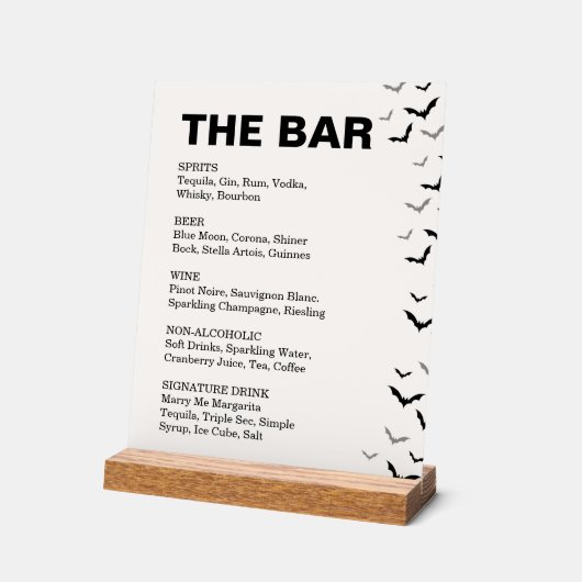 ゴシック様式のハロウィーンブラックとブルゴーニュ結婚ーズ アクリルサイン (傾斜)