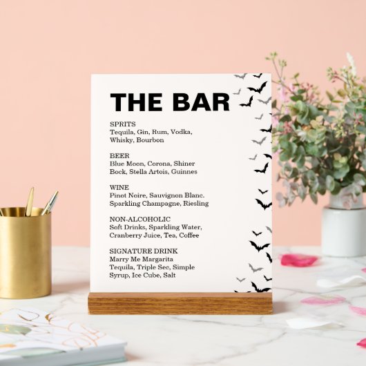 ゴシック様式のハロウィーンブラックとブルゴーニュ結婚ーズ アクリルサイン (ウェディング)