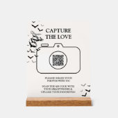 ゴシック様式のハロウィーンブラックとブルゴーニュ結婚ーズ アクリルサイン (正面)