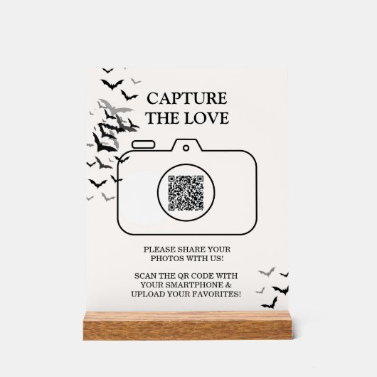 ゴシック様式のハロウィーンブラックとブルゴーニュ結婚ーズ アクリルサイン (正面)