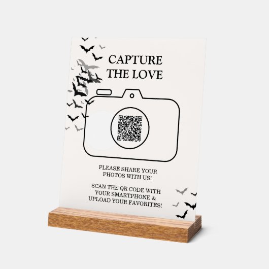 ゴシック様式のハロウィーンブラックとブルゴーニュ結婚ーズ アクリルサイン (傾斜)