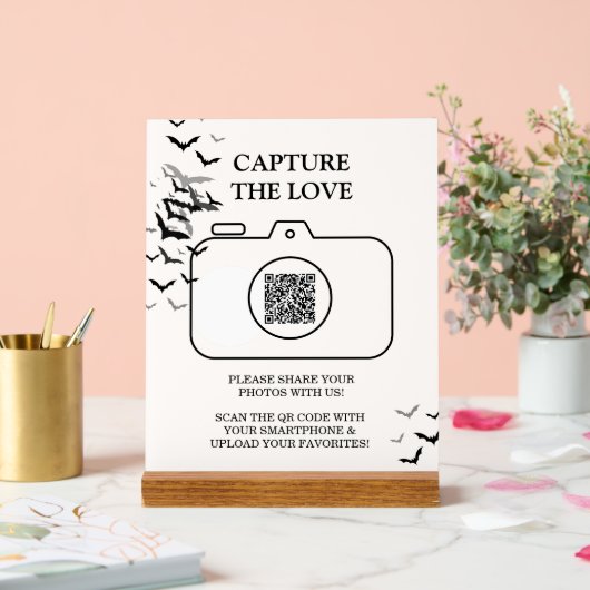 ゴシック様式のハロウィーンブラックとブルゴーニュ結婚ーズ アクリルサイン (ウェディング)