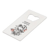 ゴシック様式のハロウィーンブラックとブルゴーニュ結婚ーズ クレジットカード栓抜き (正面アングル)