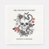 ゴシック様式のハロウィーンブラックとブルゴーニュ結婚ーズ スタンダードランチョンナプキン (正面)