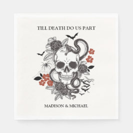 ゴシック様式のハロウィーンブラックとブルゴーニュ結婚ーズ スタンダードランチョンナプキン