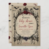 ゴシック様式のハロウィーンベイビーシャワー 招待状 (正面/裏面)