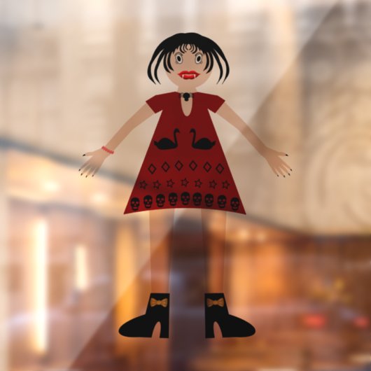 ゴシック様式のハロウィーンヴァンパイレディ ウィンドウサイン (シート2)