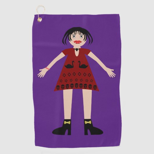 ゴシック様式のハロウィーンヴァンパイレディ ゴルフタオル (正面)