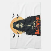 ゴシック様式のハロウィーン魔女 キッチンタオル (縦)