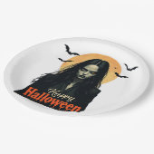 ゴシック様式のハロウィーン魔女 ペーパープレート (アングル)