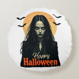ゴシック様式のハロウィーン魔女 ラウンドクッション