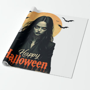 ゴシック様式のハロウィーン魔女 ラッピングペーパー