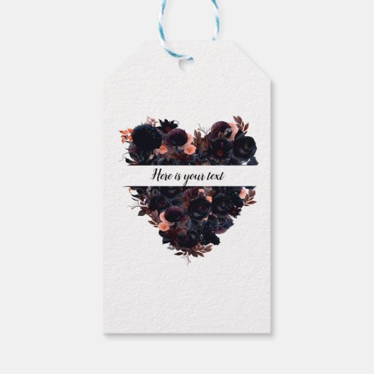 ゴシック様式のハートで作られた黒い花。ダークロマンス。 ギフトタグ (裏面)