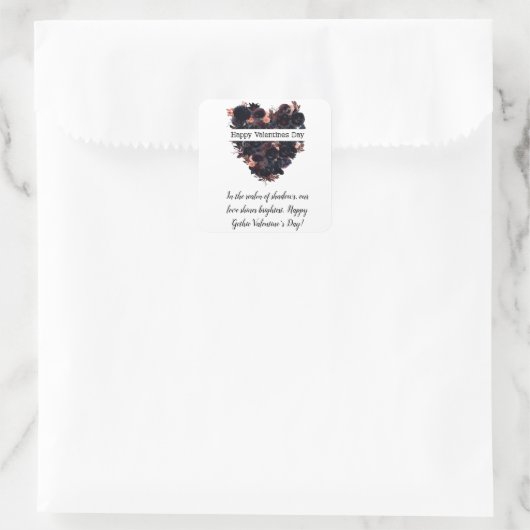 ゴシック様式のハートで作られた黒い花。ダークロマンス。 スクエアシール (バッグ)