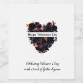 ゴシック様式のハートで作られた黒い花。ダークロマンス。 ワインラベル (シングルラベル)