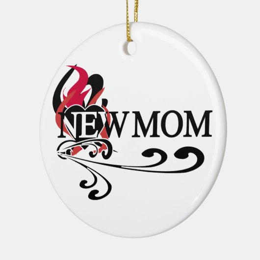 ゴシック様式のハート新しいママTシャツとギフト セラミックオーナメント (左)