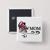 ゴシック様式のハート新しいママTシャツとギフト 缶バッジ (正面&裏面)