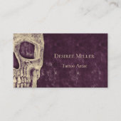 ゴシック様式のハーフスカルパープルベージュタトゥーアーティスト 名刺 (正面)