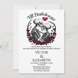 ゴシック様式のバラは死ぬまで我々のパーツ結婚スケルトン 招待状