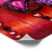 ゴシック様式のバレンタインの妖精パラソルハート花 ポスター (角)