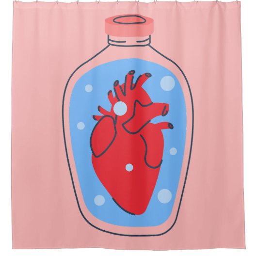 ゴシック様式のバレンタインデンピンクの人間ハート シャワーカーテン (正面)