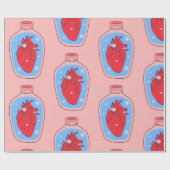ゴシック様式のバレンタインデンピンクの人間ハート ラッピングペーパー (フラット)