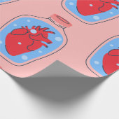 ゴシック様式のバレンタインデンピンクの人間ハート ラッピングペーパー (角)