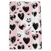 ゴシック様式のバレンタインブラック&ピンクハート ミディアムペーパーバッグ (正面)