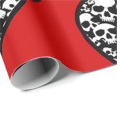 ゴシック様式のバレンタイン黒ハートスカル ラッピングペーパー (ロールコーナー)