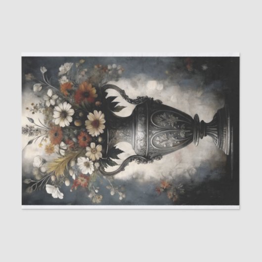 ゴシック様式のバロックフローラシルバー花瓶デコページ 薄葉紙 (正面)