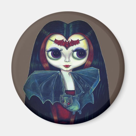 ゴシック様式のバンパイアこうもり大目可愛い マグネット (正面)