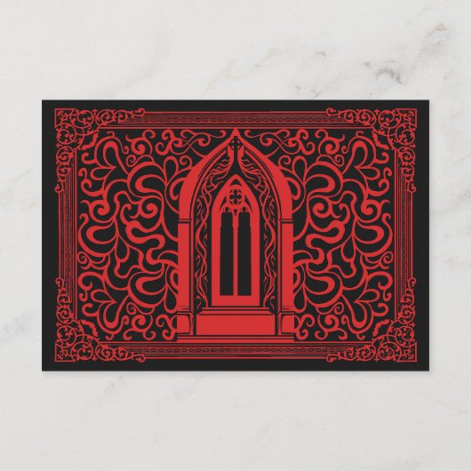 ゴシック様式のバンパイア大聖堂ウェディングRSVP エンクロージャーカード (裏面)