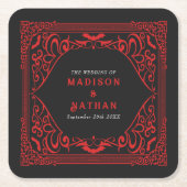 ゴシック様式のバンパイア結婚大聖堂 スクエアペーパーコースター (正面)