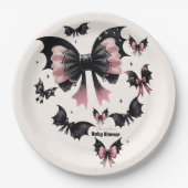 ゴシック様式のピンク色のハロウィーンの赤ちゃんシャワー ペーパープレート (正面)