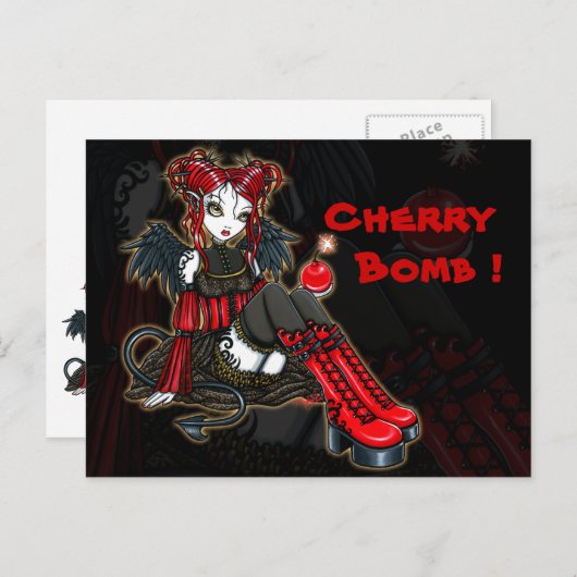 ゴシック様式のフェアリーチェリーボム・エンジェル葉書 ポストカード (正面/裏面)