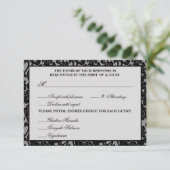 ゴシック様式のフローリッシュブラック&グレー対応カード 出欠カード (スタンド正面)