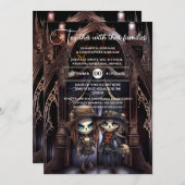 ゴシック様式のブライダルカップルゴシック大聖堂ダークムーディー 招待状 (正面/裏面)