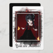 ゴシック様式のブライダルシャワー招待小悪魔 招待状 (正面/裏面)