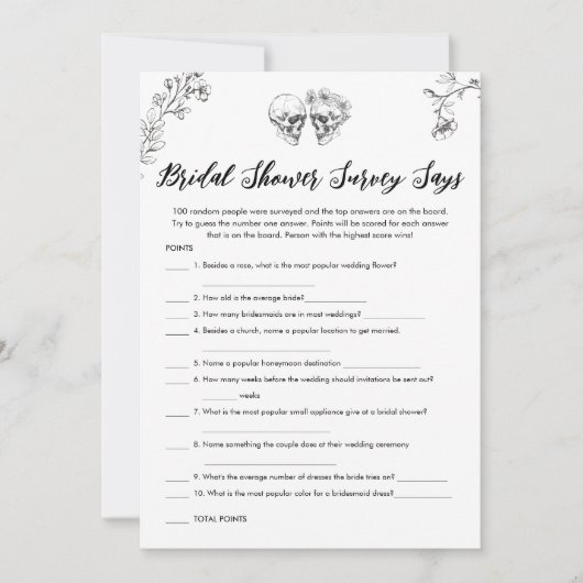 ゴシック様式のブライダルシャワー調査でゲームカードと言う 招待状 (正面)