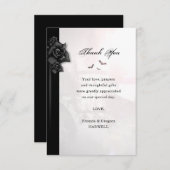 ゴシック様式のブラックバラこうもり3.5x5カード対応 サンキューカード (正面/裏面)