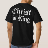 ゴシック様式のブラックレター グランジアート「イエス・キリストは王」 Tシャツ (裏面)
