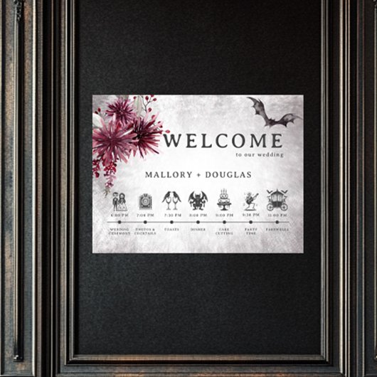 ゴシック様式のブラック&ブルゴーニュのハロウィーンイベント ポスター