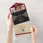 ゴシック様式のブルゴーニュとブラック結婚ズ オールインワン招待状 (貼ってはがせる)