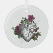 ゴシック様式のブルゴーニュフローラハート ガラスオーナメント (正面)