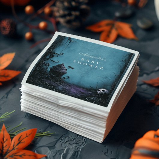 ゴシック様式のブルーハロウィーンの赤ちゃんシャワー スタンダードカクテルナプキン