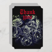 ゴシック様式のプリムラの花、白黒 サンキューカード (正面/裏面)