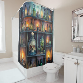 ゴシック様式のポーションボトル – ダーク薬局 シャワーカーテン