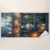 ゴシック様式のポーションボトル – ダーク薬局 ビーチタオル (正面)