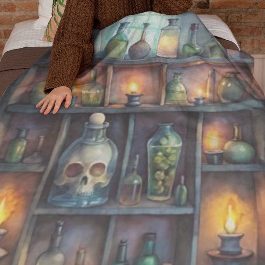 ゴシック様式のポーションボトル – ダーク薬局 フリースブランケット