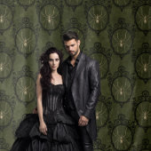 ゴシック様式のムーディアムスクグリーン&ブラックスパイダータペストリー タペストリー